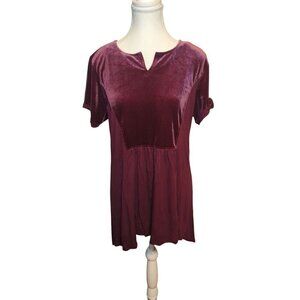 Hannah Mixed Media Velvet & Jersey Travel Medium Violet Swing Tunic Mini Dress